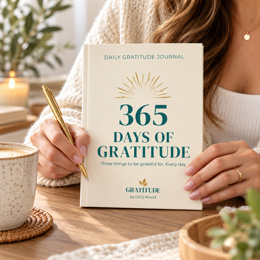 365 Days of Gratitude paperback in teal and hardback in ivory, showing both cover designs