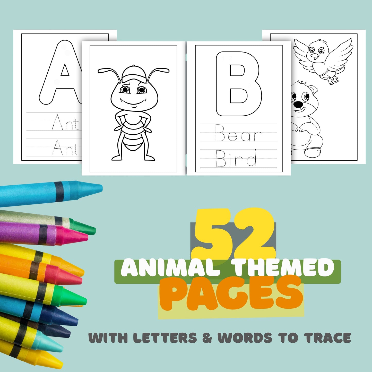 Children's Animal Colouring Book, A - Z