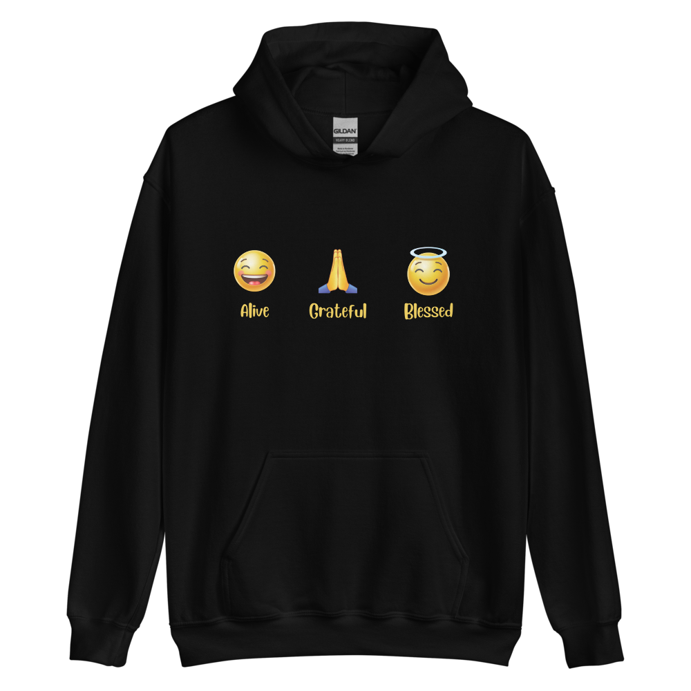Alive, Grateful, Blessed Emoji Unisex Hoodie