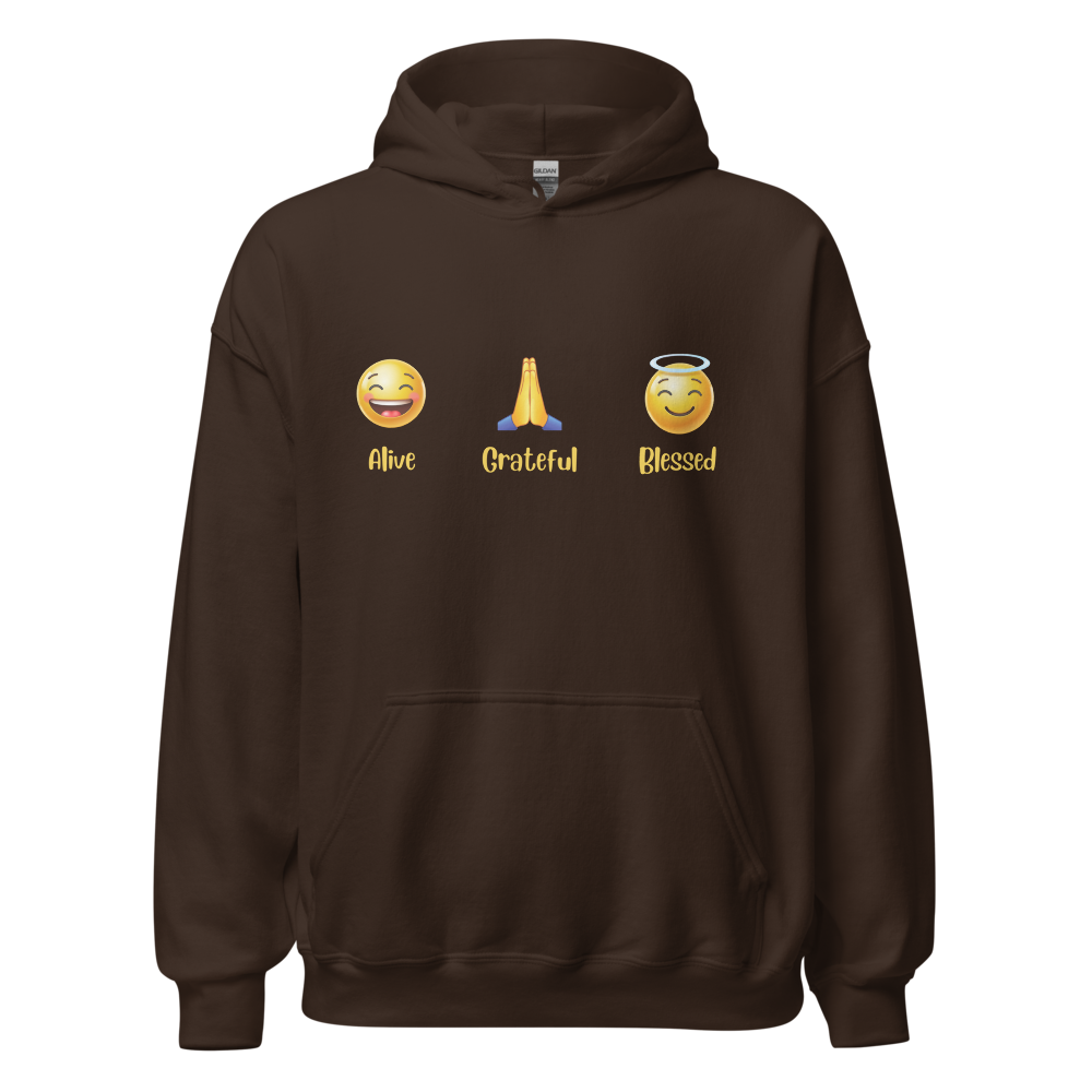 Alive, Grateful, Blessed Emoji Unisex Hoodie