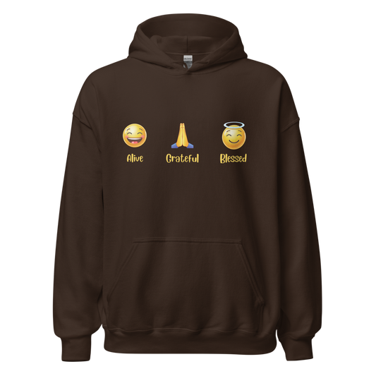Alive, Grateful, Blessed Emoji Unisex Hoodie