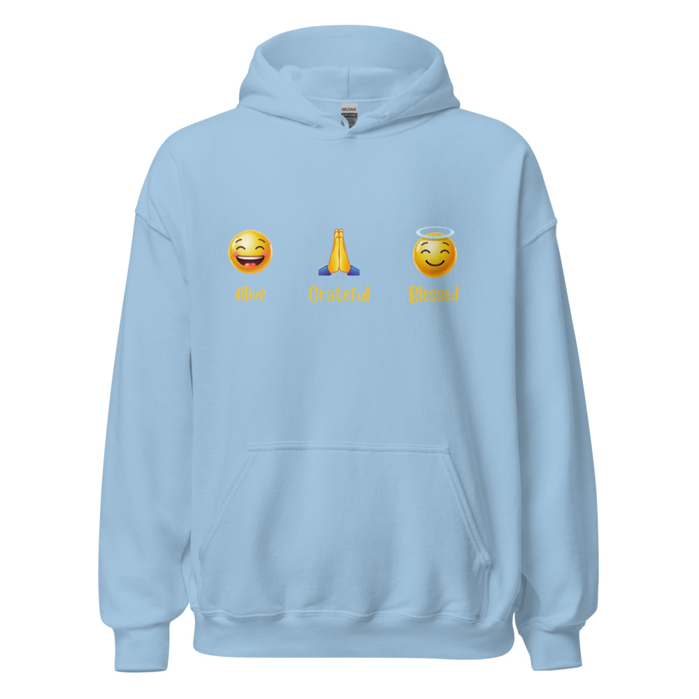 Alive, Grateful, Blessed Emoji Unisex Hoodie
