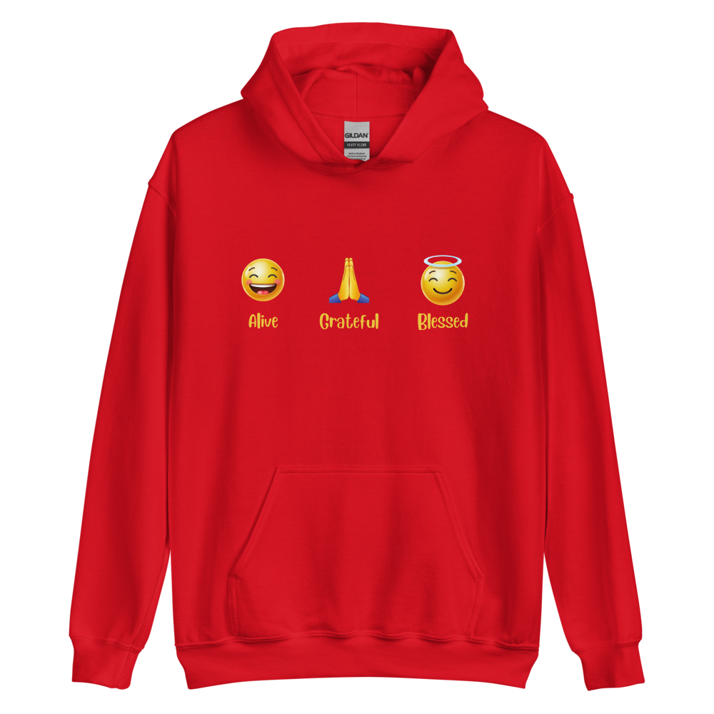 Alive, Grateful, Blessed Emoji Unisex Hoodie