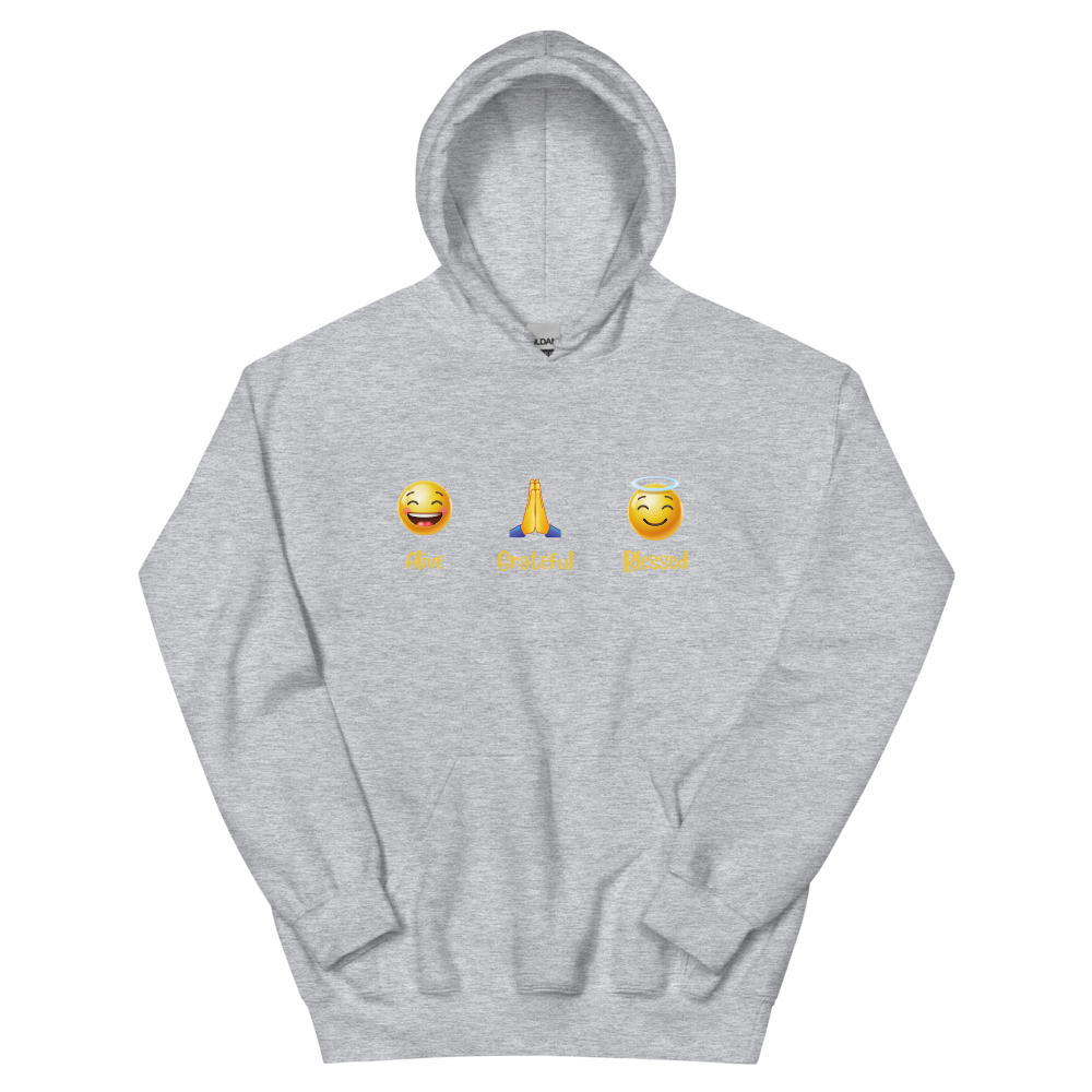 Alive, Grateful, Blessed Emoji Unisex Hoodie