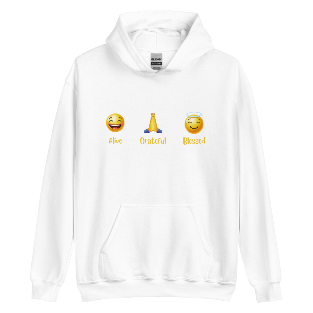 Alive, Grateful, Blessed Emoji Unisex Hoodie